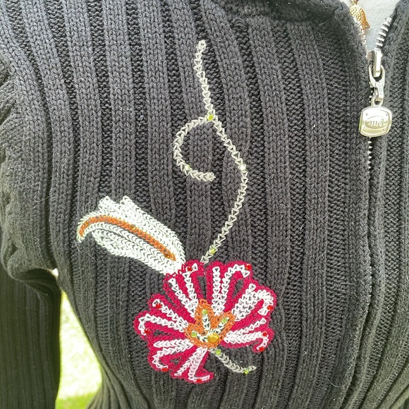 MAJOR DE LEMA ZIP UP FLORAL SPARKLE CARDIGAN HOODIE - M 🌸🍀🌺 - Picture 4 of 8